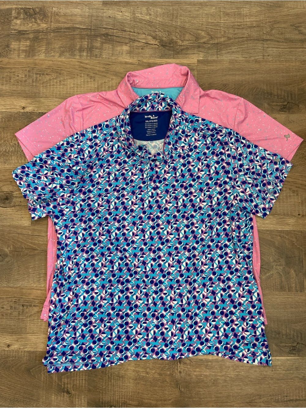 Two Birdie Bound Mens Retro Bright Gulf Shirts Polos 3XL Fishing SportAthleasure